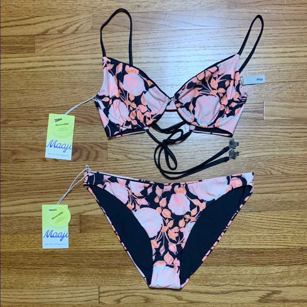 Maaji Swimsuit - Reversible Underwire Bikini Set, Rose Print Bathing Suit